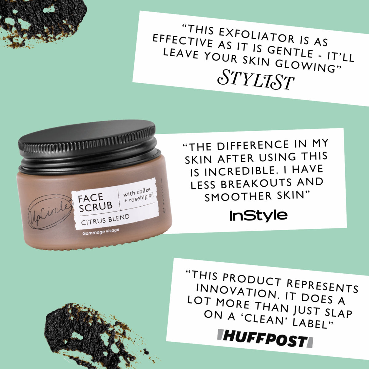UpCircle Face Scrub with Coffee + Rosehip Oil - Citrus Blend 30g