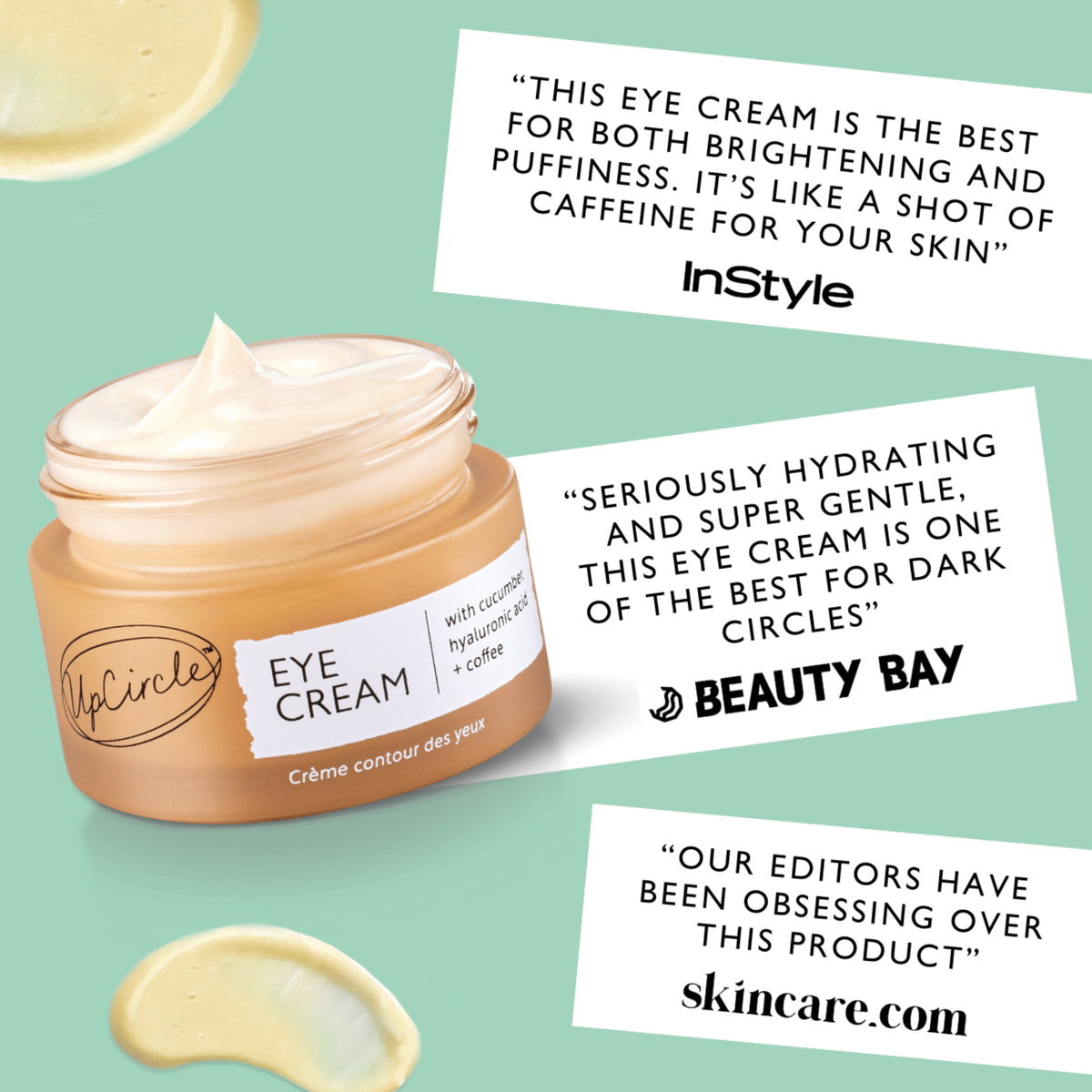 UpCircle Eye Cream with Cucumber, Hyaluronic Acid + Coffee 15ml