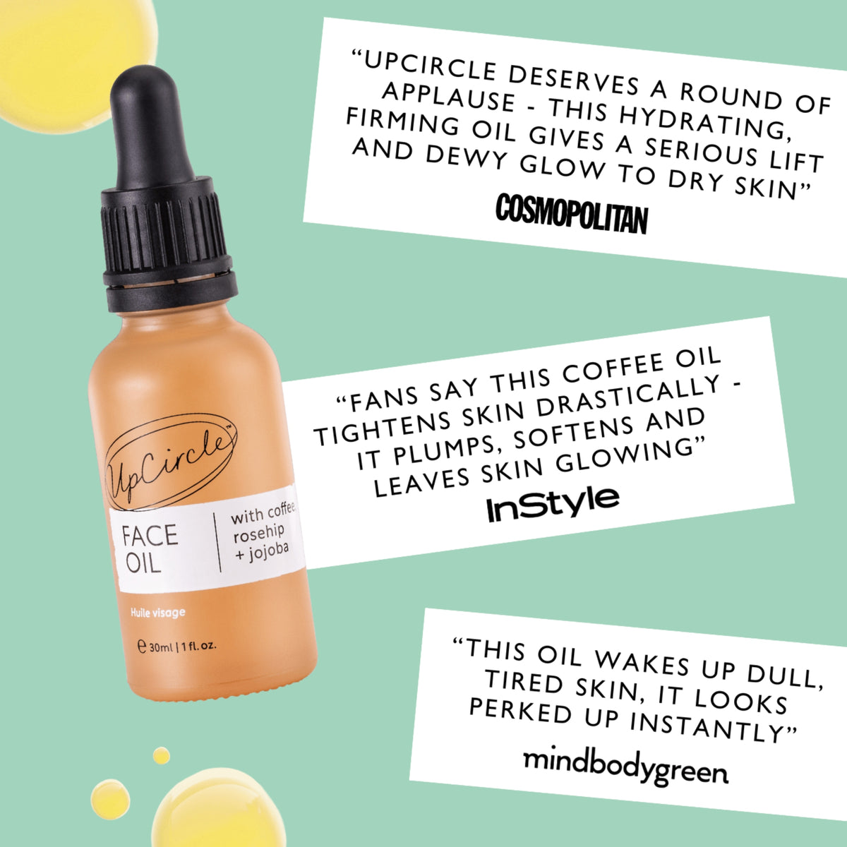 UpCircle Organic Face Oil with Coffee, Rosehip + Jojoba 30ml